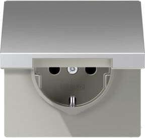 Jung SCHUKO-Steckdose 16A 250V mit Klappdeckel in Aluminium Silber/Grau AL 1520 KIKL - Bild 1
