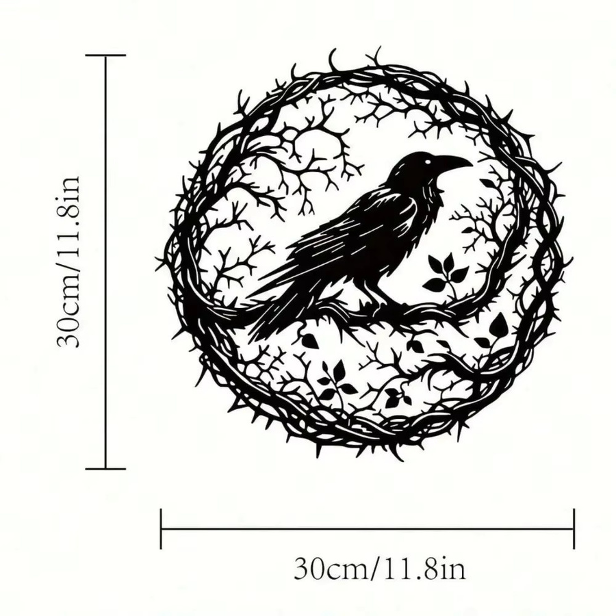 CIFBUY Wanddekoration aus schwarzem Metall mit Krähen-Motiv im Gothic- und Industrial-Stil für Halloween - Bild 3