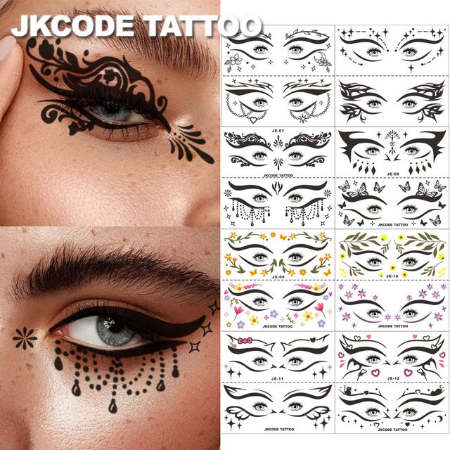 JKCODE TATTOO Lidschatten-Tattoo-Aufkleber, Unisex, 16 Arten - Bild 1