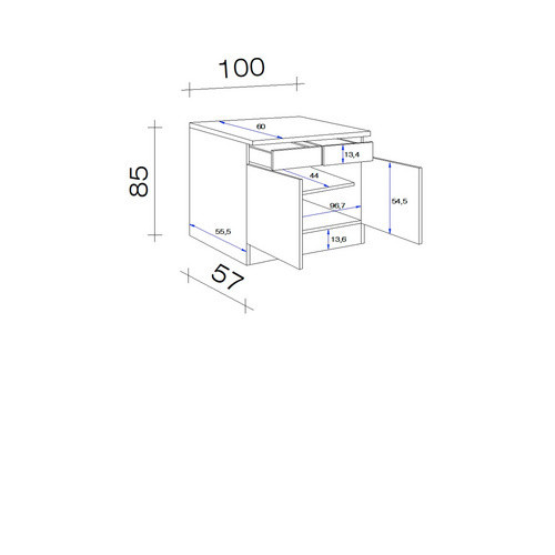 Flex-Well Küchenunterschrank Avila in Magnolie matt, B/H/T: 100 x 85 x 60 cm - Bild 2