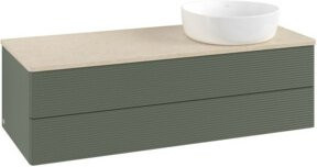 V&B Waschtischunterschrank Antao mit Frontstruktur und Beleuchtung in Grau Grün, B/T/H: 120 x 50 x 50 cm - Bild 1