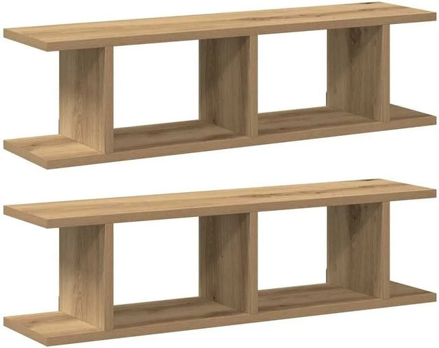 vidaXL Wandregale 2er Set aus Holzwerkstoff in Eiche, Farbe Braun, B/H/T: 75 x 18 x 20 cm - Bild 1