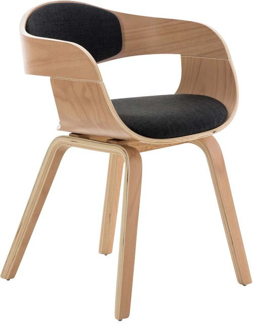 TPFLiving Besucherstuhl Kingsley mit Armlehnen aus Stoff und Holz in Dunkelgrau und Natura, B: 46 cm, T: 48 cm, H: 73 cm - Bild 1