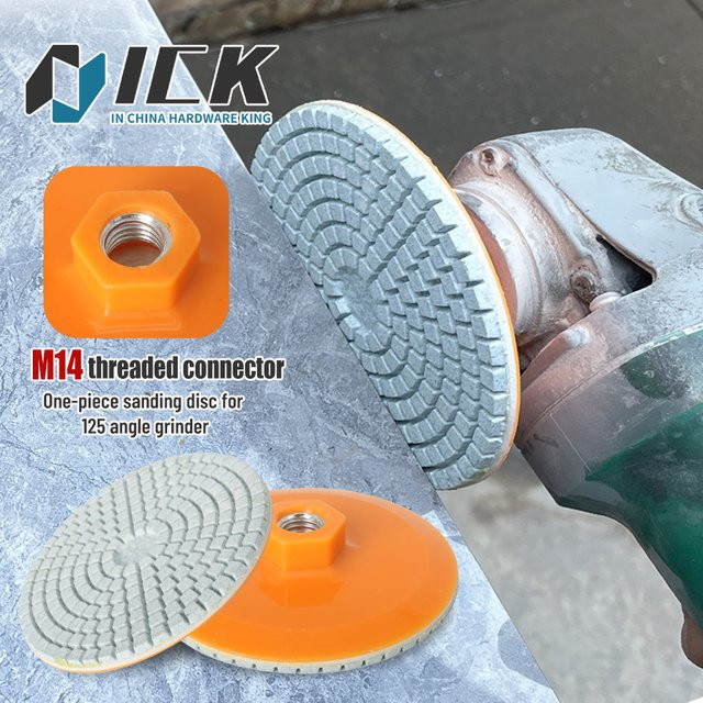 XMSJ Polierscheibe zum Trimmen von Keramikfliesen, Durchmesser: 125 mm, Farbe: Orange, M14 Anschluss für Winkelschleifer zum Trockenpolieren von Marmor, Porzellan und Granit sowie zum Anfasen von Schleifkanten - Bild 1