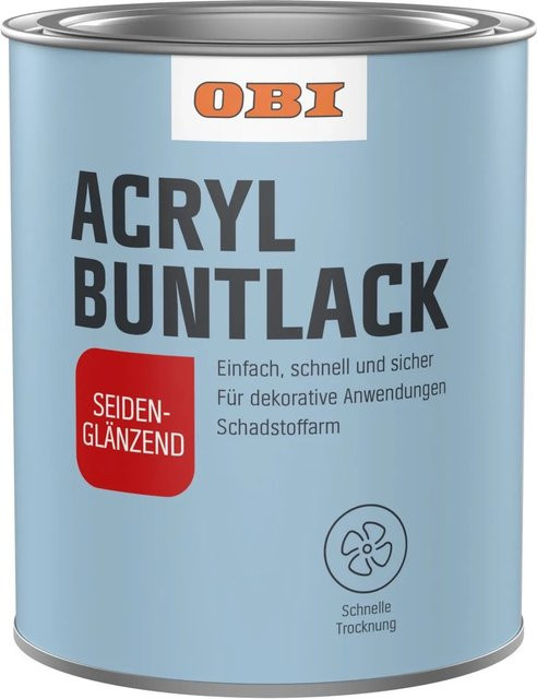 OBI Acryl Buntlack Weiß seidenglänzend, wasserbasiert, 500 ml - Bild 1