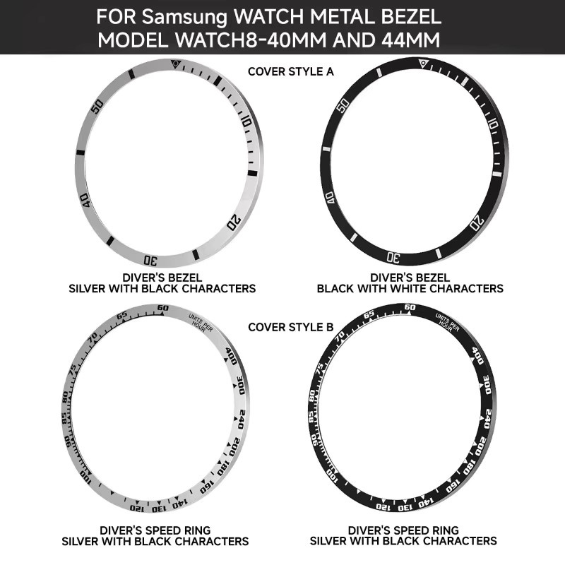 CAOWTAN Lünettenring für Samsung Galaxy Watch 8, Edelstahl, Silber, Unisex - Bild 4