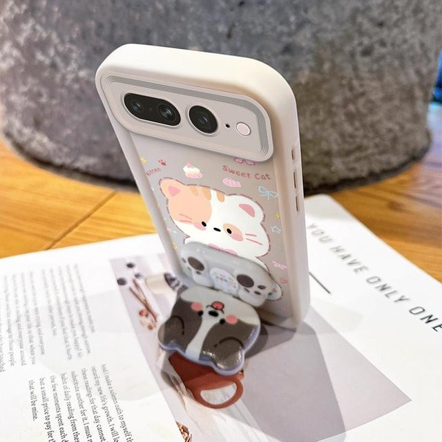 Lucky Cat Sky Eye Silikon Handyhülle mit Lanyard für Google Pixel 9 Pro XL, 9 Pro, 8 Pro, 7 Pro, 8, 8A, 7, 7A in Weiß - Bild 1