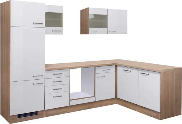 Flex-Well Exclusiv Winkelküche Valero in Hochglanz Weiß, B/T/H: 280 x 60 x 200 cm - Bild 1