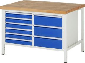 Rau Werkbank 8479A2 in Weiß mit 8 Schubladen, B: 125 cm, T: 90 cm, H: 84 cm - Bild 1