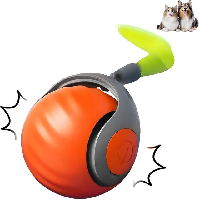 MARKET-3 Katzen Spielzeug Ball, elektrisch, mit Feder-Zerrer, orange - Bild 1