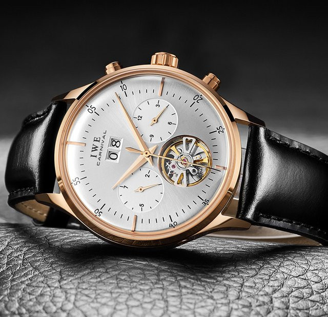 KARNEVAL Armbanduhr Skeleton Tourbillon, Automatik, Roségold, Herren - Bild 1