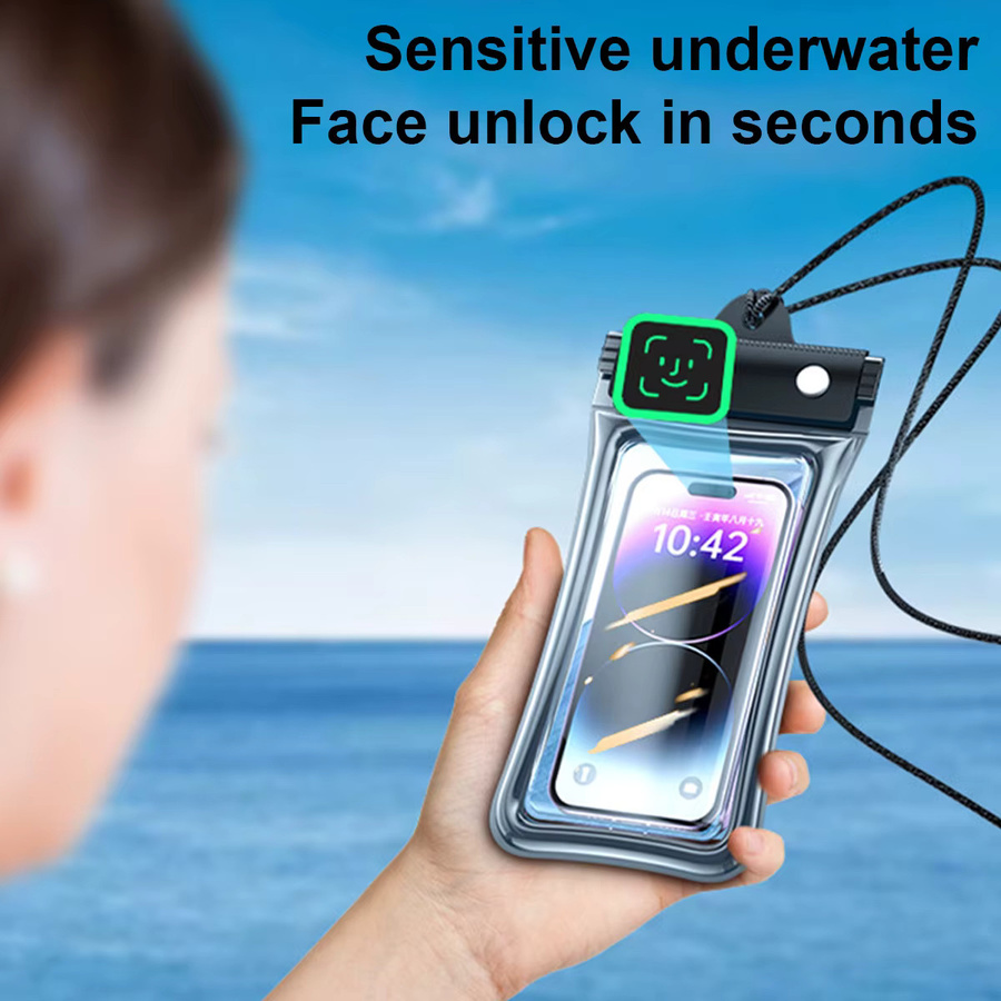 Wasserdichte Handyhülle smvp mit vollständiger Sicht und Dichtungsverschluss, transparente Unterwasser-Schwimmtasche in Schwarz und Transparent - Bild 3