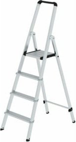 MUNK Aluminium-Stehleiter ML einseitig begehbar, 4 Stufen, Silber - Bild 1