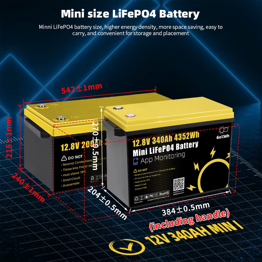 GoKWh LiFePO4 12V 340Ah Batteriepack mit 4S 200A BMS LFP-Zellen für Wohnmobile, Camper und Outdoor-Anwendungen - Bild 5