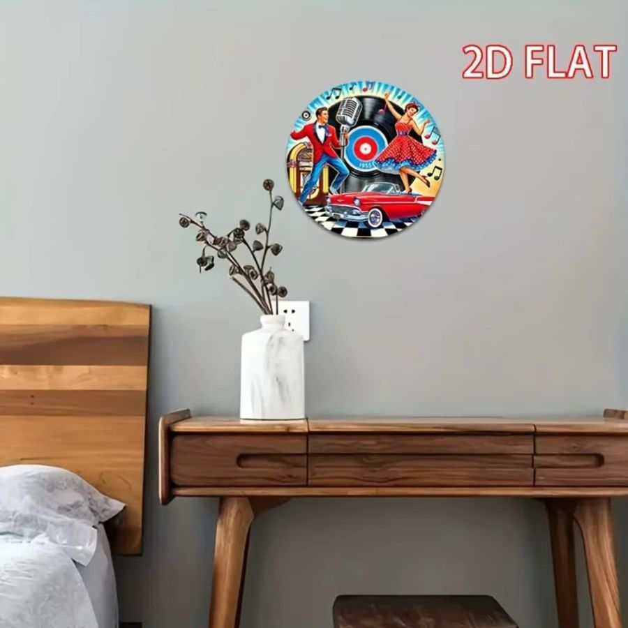 CIFBUY Retro 2D-Tanzpaar mit Mikrofon und Jukebox-Dekor für Bars, Cafés und Musikzimmer, Höhe: 20 cm, Breite: 20 cm, Tiefe: 20 cm - Bild 5