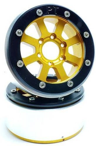 Metsafil Hammer Crawler Felgen 1:10 aus Aluminium in Gold und Schwarz, 1 Paar - Bild 1
