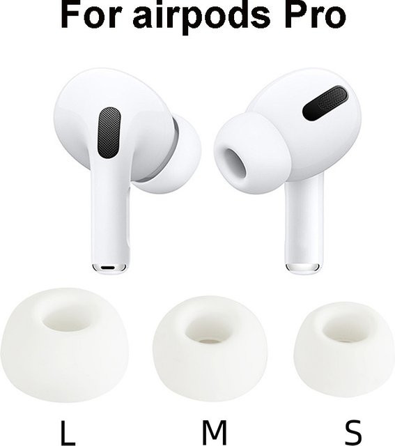 Silikon Ohrstöpsel Abdeckung für Apple AirPods Pro, 3er-Set in Weiß, Größen S/M/L - Bild 1