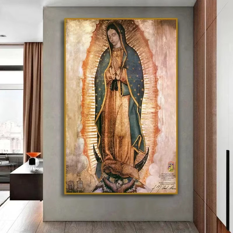Potdemiel Leinwand Wandkunst Jungfrau Maria von Guadalupe Mexiko Motiv als klassisches Poster für deine Wohnzimmer Dekoration in Mehrfarbig - Bild 3