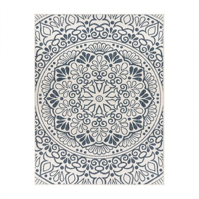 In- & Outdoor-Teppich Cocoon Blau mit Rautenmuster, B/T: 80 x 200 cm - Bild 1
