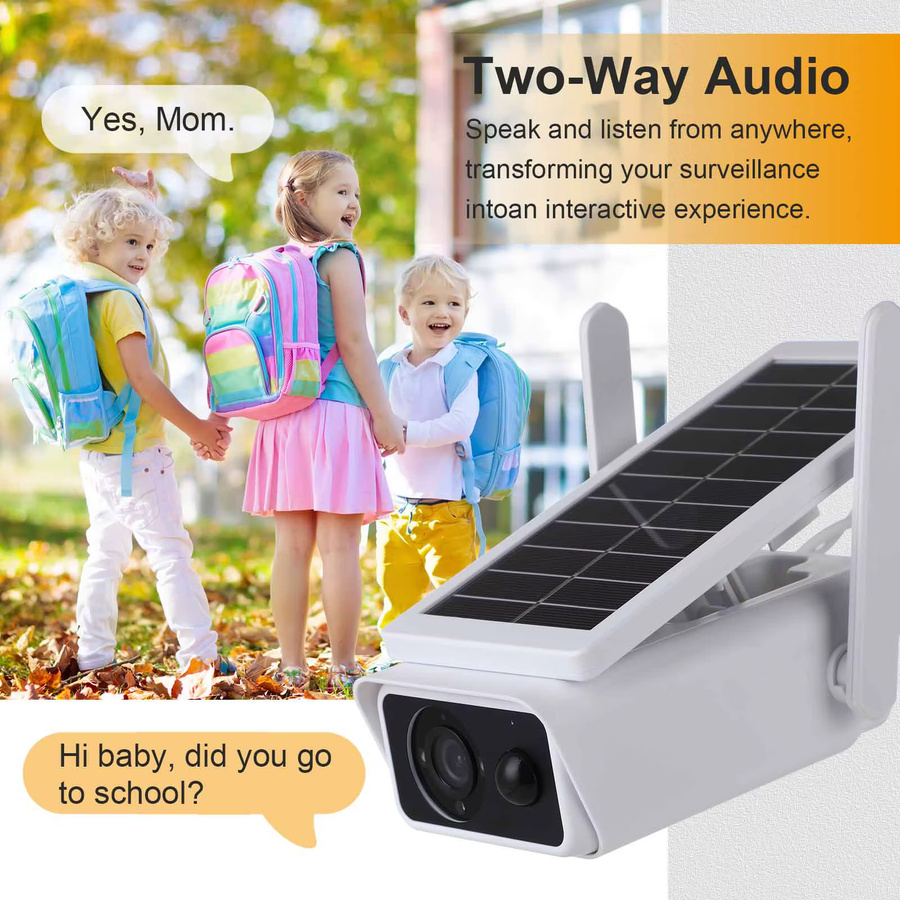DDBROUGEN Solar Kamera Wifi Outdoor Wasserdicht mit PIR Bewegungsmelder Nachtsicht und Akkubetrieb in Weiß - Bild 2