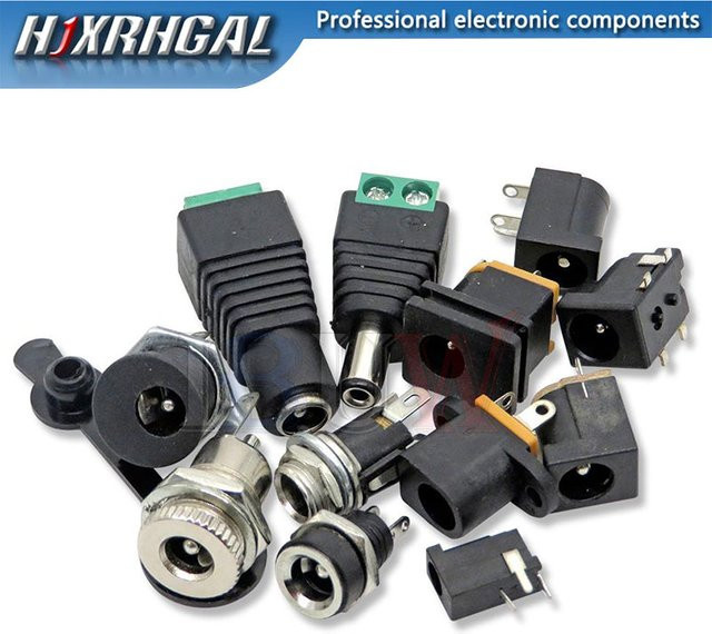 DC Power Adapter Set mit männlichen und weiblichen Steckern in Schwarz, 5,5 x 2,1 mm und 5,5 x 2,5 mm für CCTV und DC-Anwendungen - Bild 1