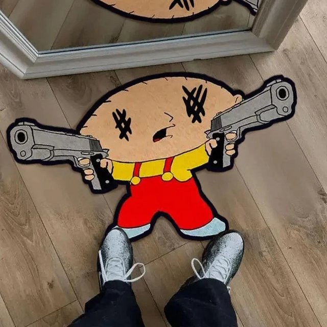 VIKAMA Stewie Griffin Bodenteppich in Multicolour, rutschfeste Matte mit Motiv für Schlafzimmer und Gaming-Raum - Bild 1