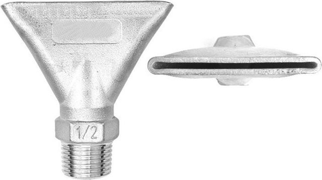 Dampfkompatible Edelstahl-Entenschnabel-Fächerdüse als Flachstrahlkopf in Silber mit 1,5 mm Düsenöffnung - Bild 1