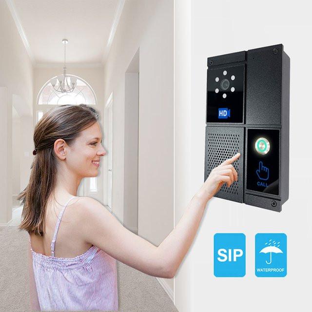 Smart SIP HD Video-Gegensprechanlage NiteRay mit Touchscreen und Nachtsicht, wasserdichte Türklingel in Schwarz - Bild 1