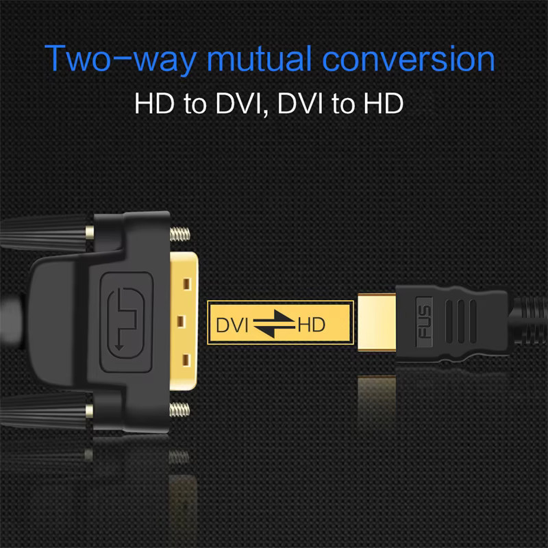 DOONJIEY HDMI auf DVI Adapterkabel, bidirektionales DVI-D 24+1 HDTV-Konverterkabel für LCD-HDTV und DVD-Monitore, Schwarz - Bild 4