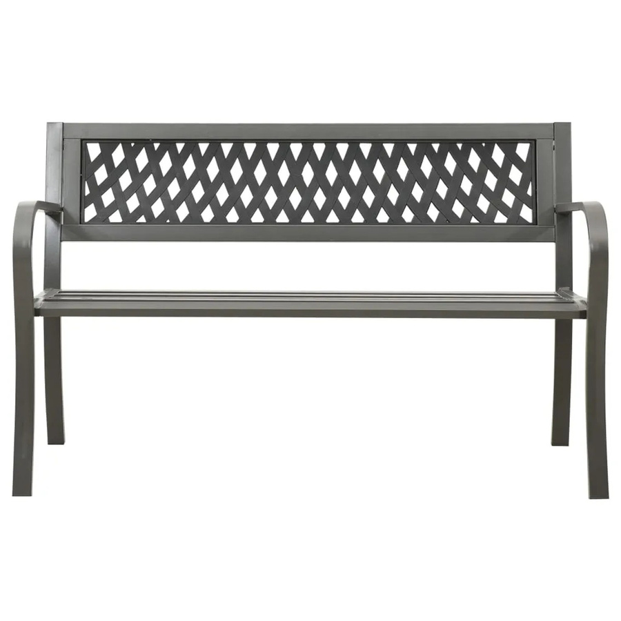 vidaXL Gartenbank modern aus Stahl und Kunststoff in Grau, Breite: 125 cm - Bild 2
