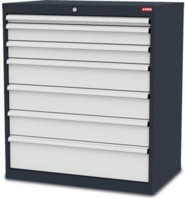 STIER Schubladenschrank mit 7 Schubladen und Einteilungsset, Grau, B/T/H: 90,0 x 57,5 x 102,0 cm - Bild 1
