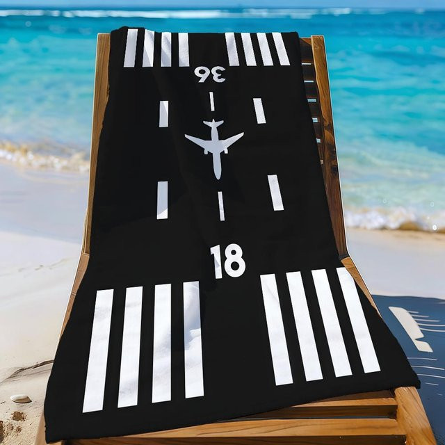 Schnelltrocknendes Strandtuch JINGYUE Pet Aviator Design in Schwarz, B/B: 70 x 140 cm - Bild 1
