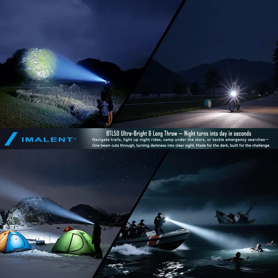 IMALENT BTL50 Digitale Zoom-Taschenlampe in Schwarz mit 3000 Lumen und 916m Reichweite, USB-C wiederaufladbar und IP56 wasserdicht - Bild 2