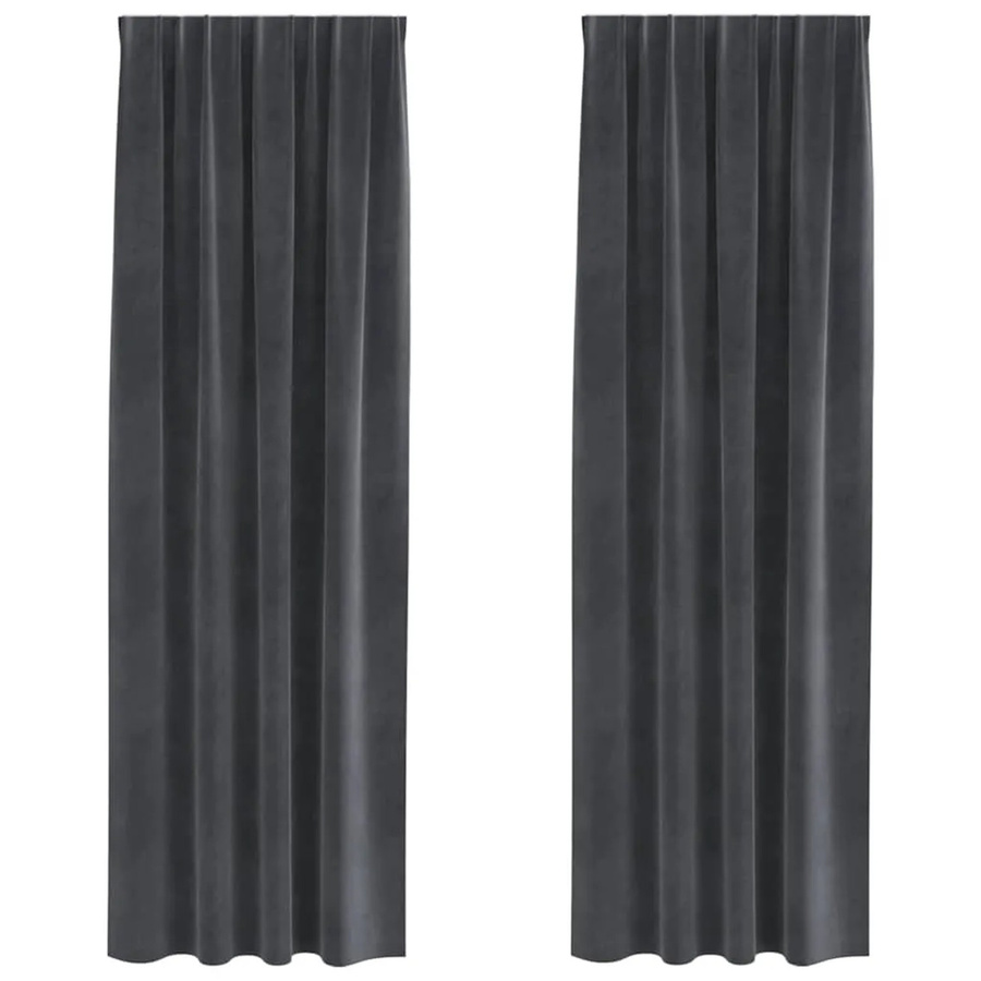 vidaXL Vorhänge aus Samt in Hellgrau, 2er-Set, Verdunkelungsvorhänge, Breite: 140 cm, Höhe: 245 cm - Bild 2