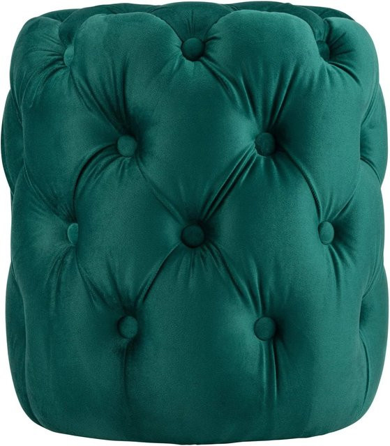 DELUKE Sitzhocker BADOR Polsterhocker aus Samt in Dunkelgrün, Chesterfield-Design, gesteppt, B/T/H: 42 x 42 x 46 cm - Bild 1