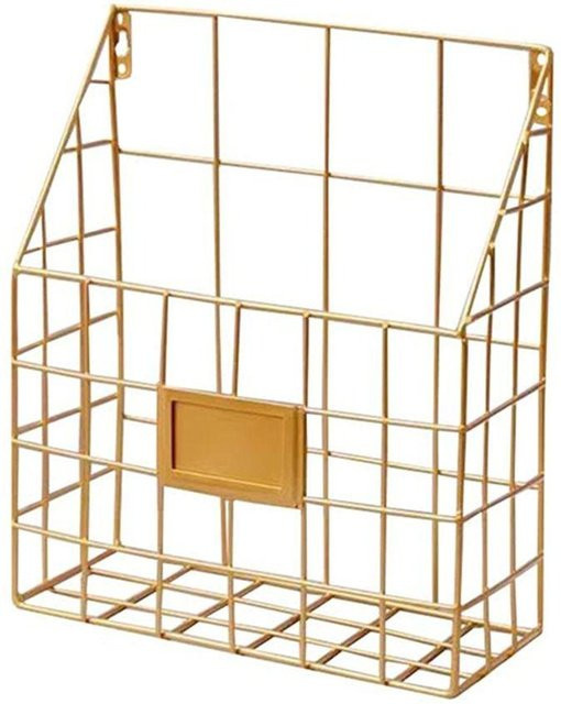Zhongrong Metallgitter Postorganizer Wandmontiertes Aufbewahrungsregal für Foyer und Magazin in Gold - Bild 1