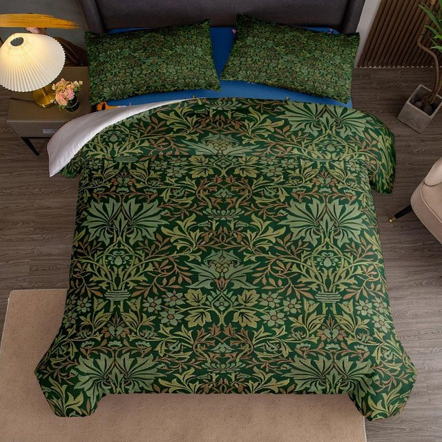 Bettwäsche-Set JMG Household Supplies William Morris Nouveau Die Erdbeerdiebe in Grün, Material Mikrofaser Polyester, B/H: 265 x 228 cm - Bild 1