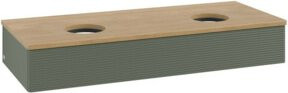 V&B Antao Waschtischunterschrank mit Frontstruktur und integrierter Beleuchtung, Farbe: Grün, Eiche, B/T/H: 120 x 50 x 19 cm - Bild 1