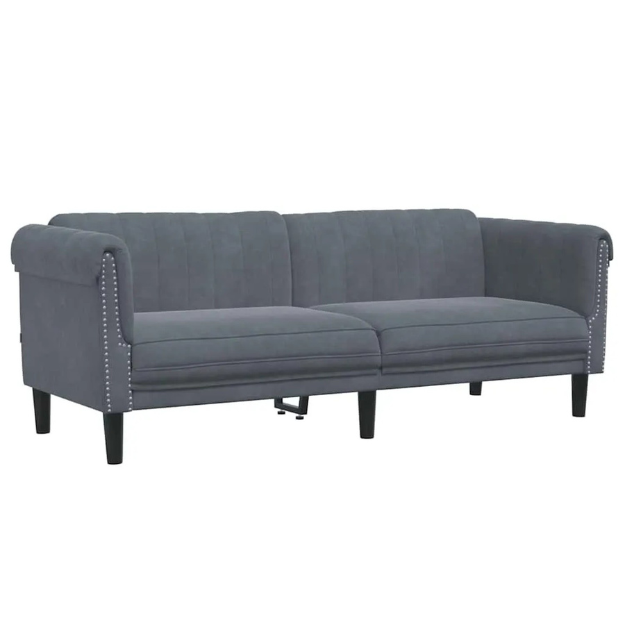 vidaXL 3-Sitzer Sofa in Dunkelgrau aus Samt mit Massivholzrahmen und Armlehnen, B: 203 cm, H: 77 cm, T: 74 cm - Bild 2