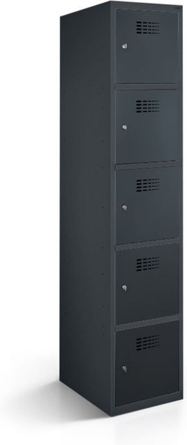 rotstahl Fächerschrank mit 5 Fächern in Anthrazit, B/T/H: 30 x 50 x 180 cm - Bild 1