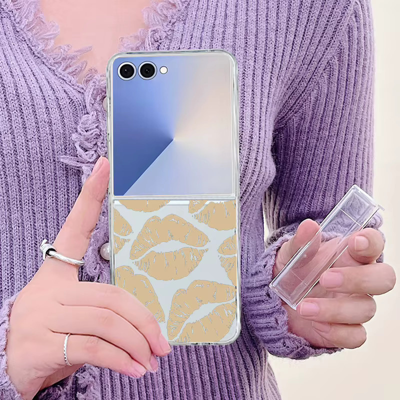 YISHANGOU Lip Print Folding Case für Samsung Galaxy Z Flip6 transparente harte Telefonabdeckung - Bild 1