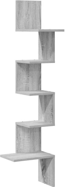 vidaXL Wand-Eckregal Grau Sonoma, modernes Eckregal aus Holzwerkstoff für Wohnzimmer, Schlafzimmer oder Home-Office, B/T/H: 32 x 32 x 127,5 cm - Bild 1