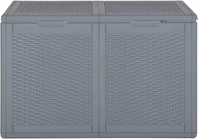 vidaXL Gartenbox aus Kunststoff in Grau im Rattan-Design mit 180 l Fassungsvermögen - Bild 1
