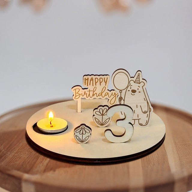 YOMDID Geburtstagskerzenhalter aus Holz als Happy Birthday Topper und Fotobox-Requisiten - Bild 1