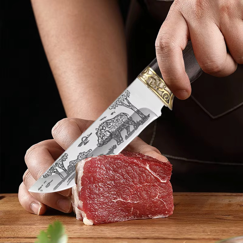 InLeung Schmiedemesser mit Holzgriff in Braun für Fleisch, Obst und Gemüse - Bild 4