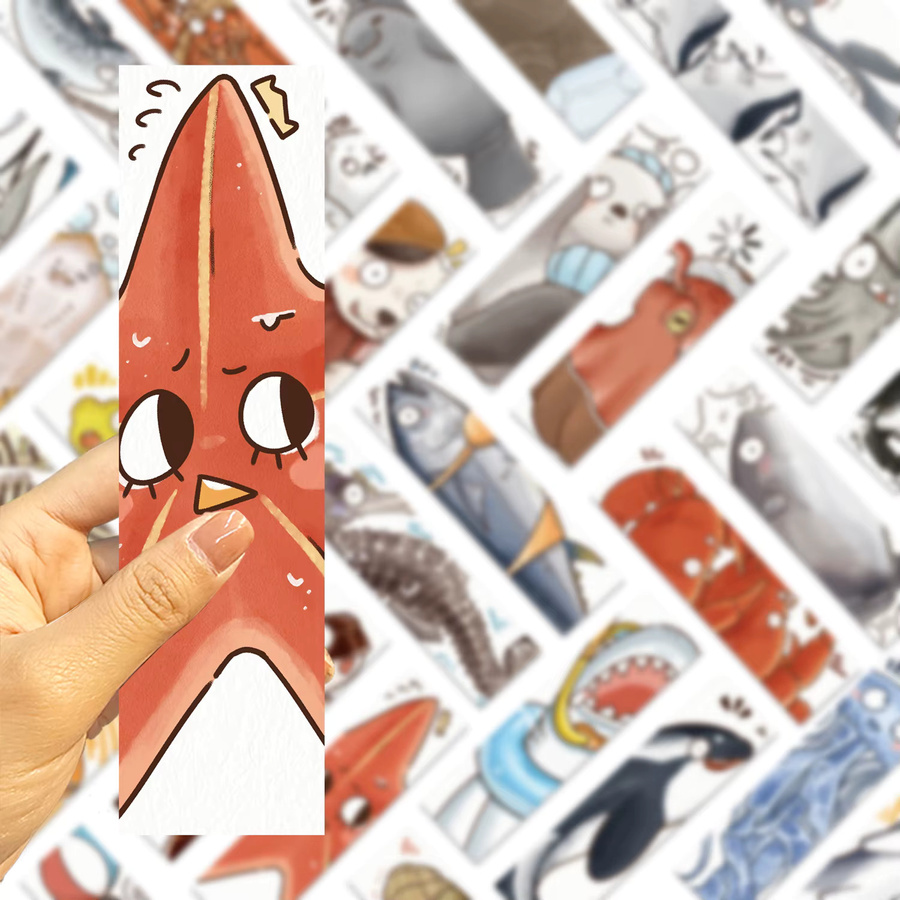 30 Stück Meerestier-Lesezeichen aus Papier in Multicolour mit Fisch, Qualle und Garnelen für DIY-Projekte und Dekoration - Bild 3