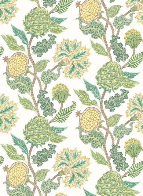 Osborne & Little Carta da parati Cynara Tapete mit exotischen Blumen und Blättern in Grün/Lemon - Bild 1