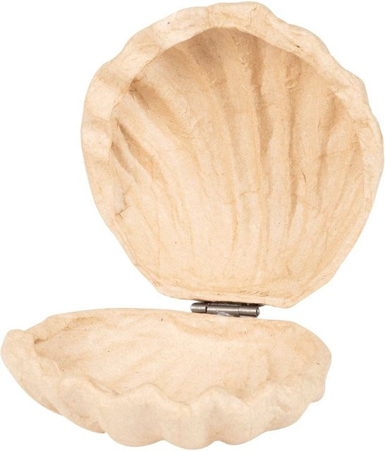 Muschelbox aus Pappmaché und Papier in Braun, B/T/H: 12,0 x 5,0 x 12,0 cm - Bild 1