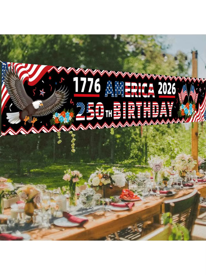 VIKAMA U.S. Banner zum 250. Jubiläum, mehrfarbige Garten- und Zaun-Dekoration, B/H: 180 x 40 cm - Bild 3