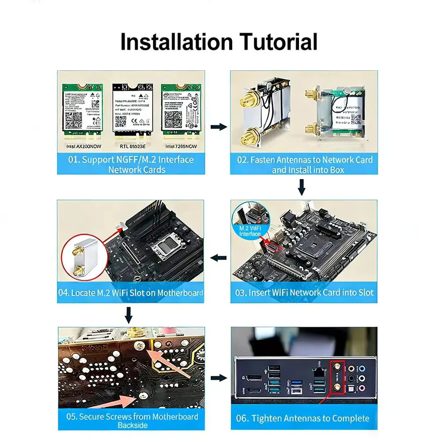 T.F.SKYWINDINTL WLAN-Modul MT7902 WiFi 6E Netzwerkkarte M.2 NGFF mit Bluetooth 5.2 Tri-Band Wireless-Adapter für Windows 10 11 - Bild 3